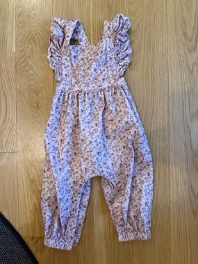 Jamie Kay Pink Floral Ruffle Strap Overalls